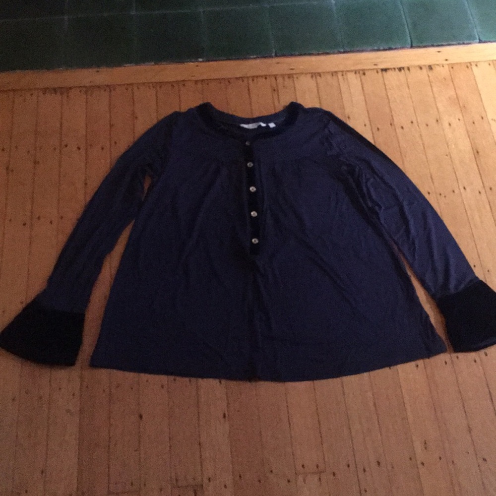 Navy Velvet Bell Sleeve Boden Top